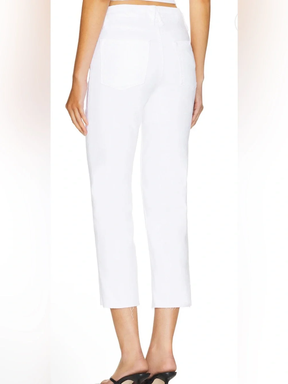 Good American White Denim Straight Leg Ankle Fray Jeans - Size 27/4